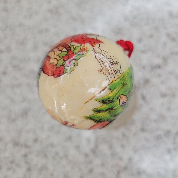 VTG Paper Maché Decoupage German Boy Goose Mini Christmas Ornament Ball Bauble - Picture 12 of 16